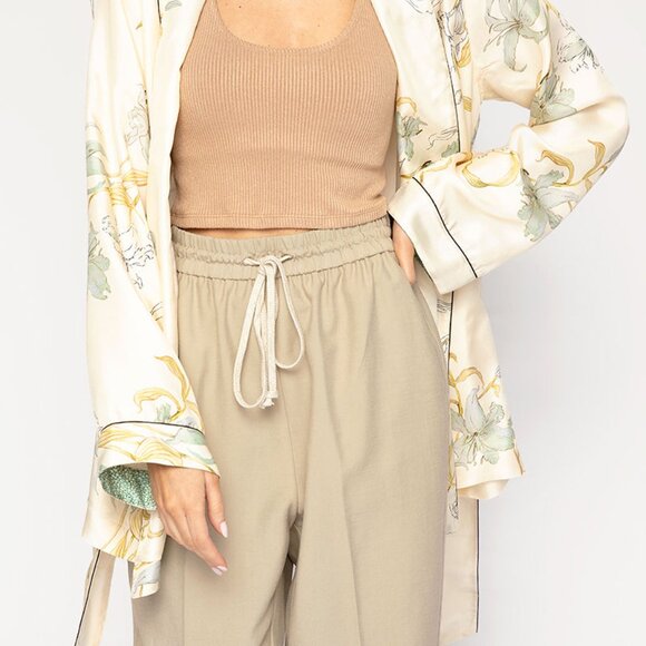 FORTE FORTE Twill Belted Jacket in Ivory Floral Print - Picture 5 of 7